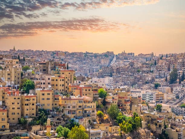 Jordan cityscape with historic temples and architecture
