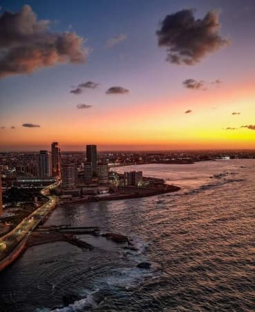 Libya cityscape with historic temples and architecture