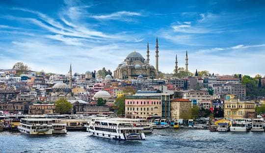 Scenic view of a mosque in Turkey during sunset